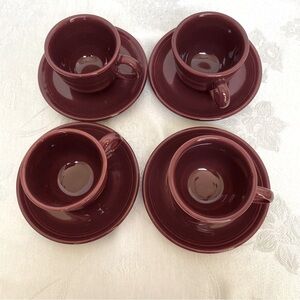 Fiestaware Cinnabar set of 4 Cups & Saucers No chips or cracks